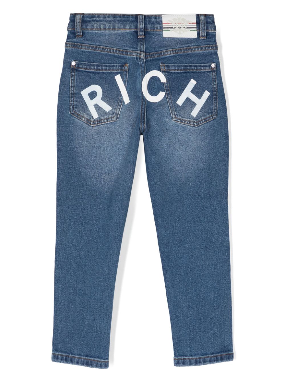 Shop John Richmond Junior Rich Mid-rise Slim-fit Jeans In Blue