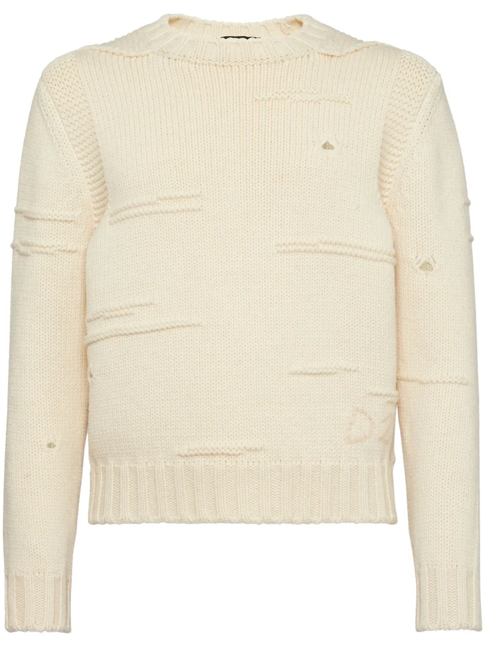 Shop Dsquared2 Embroidered-logo Cotton Jumper In Neutrals