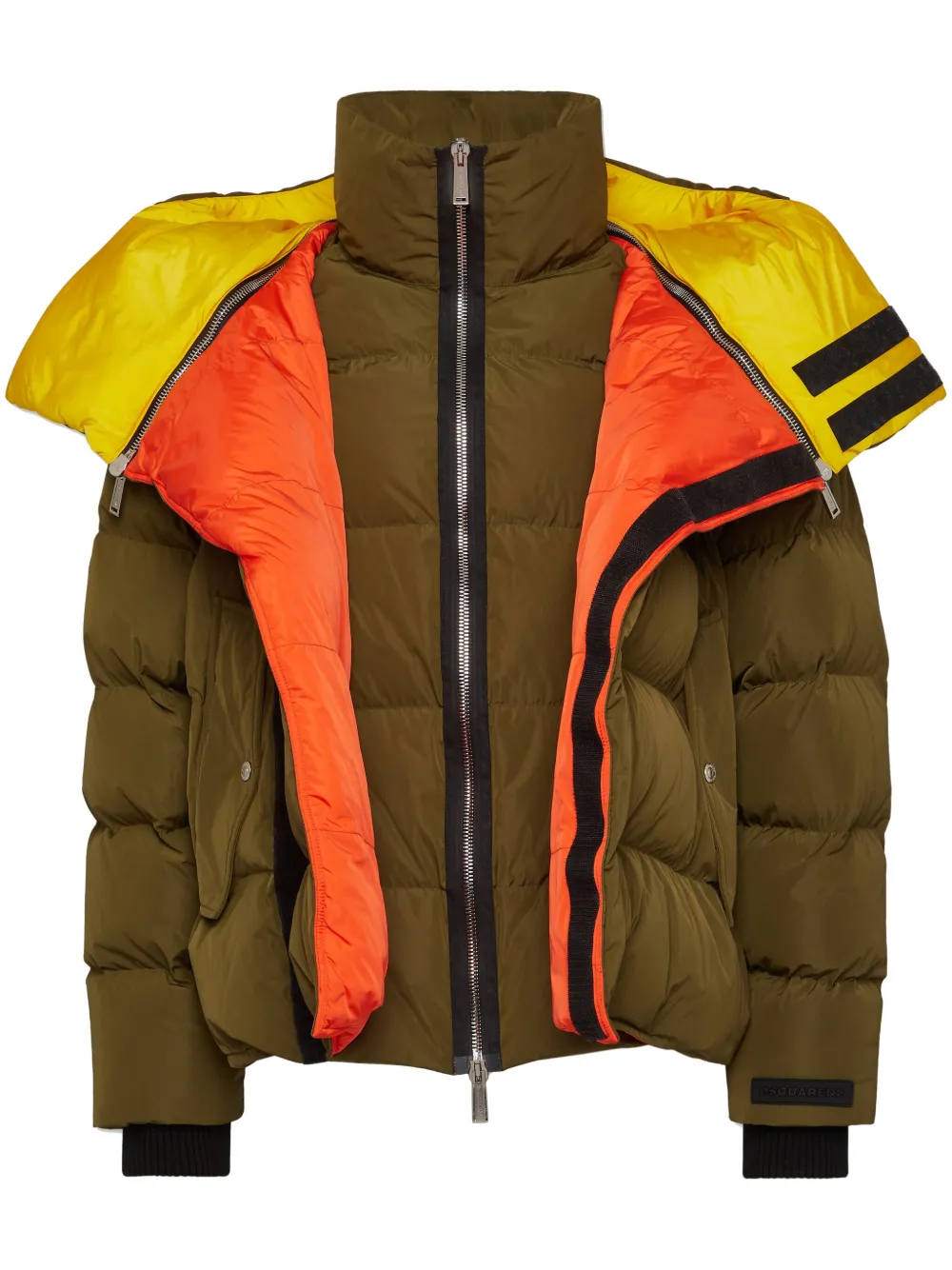 Shop Dsquared2 Layered Quilted Jacket In Green