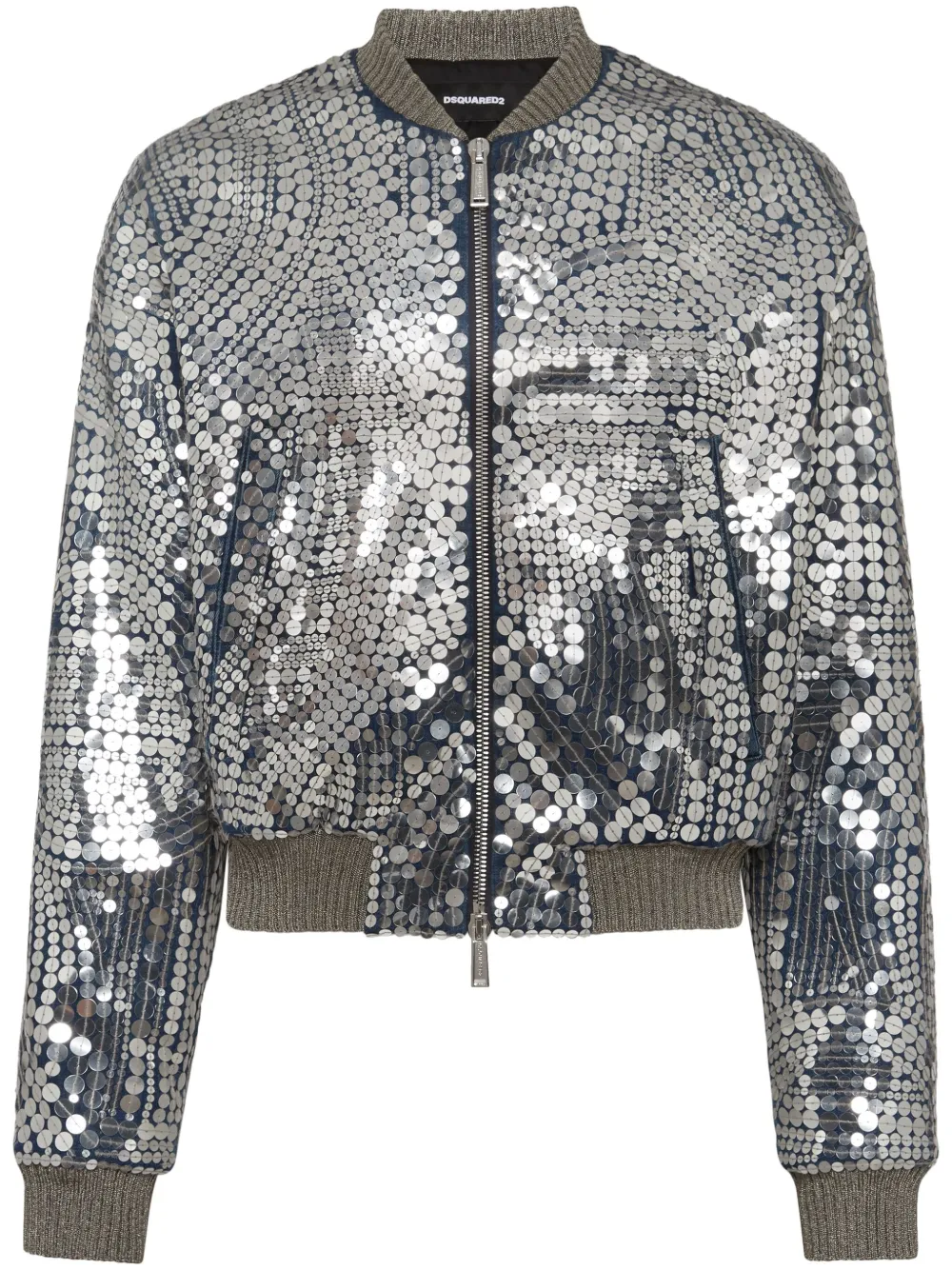 Shop Dsquared2 Sequinned Bomber Jacket In Blue