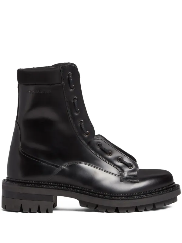 DSQUARED2 ブラックレザー アンクルブーツ レザー&ブラック】DSQUARED2 ピエール レザーアンクルブーツ (D