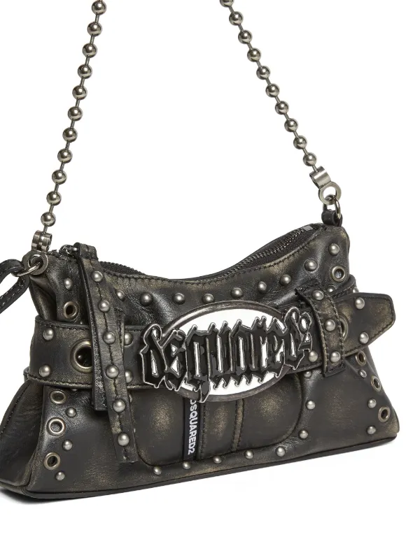 DSQUARED2 Gothic レザーショルダーバッグ | ブラック | FARFETCH JP