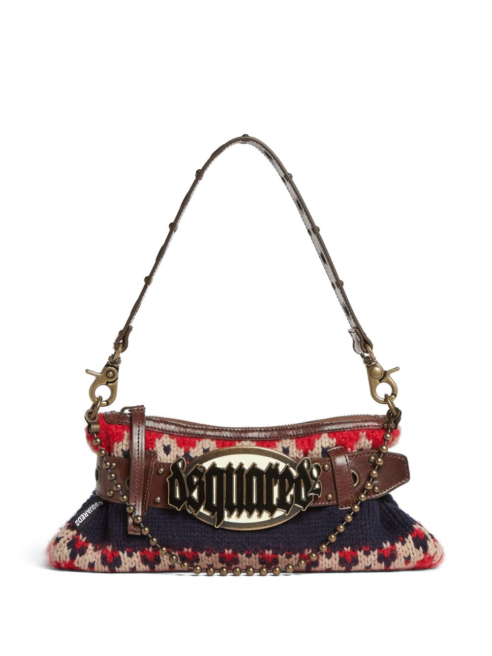 Shop Dsquared2 Gothic Knitted Shoulder Bag In Blue