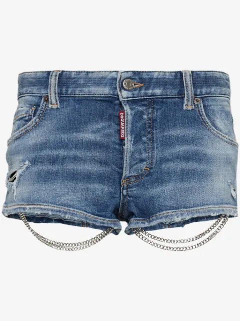 DSQUARED2 shorts de mezclilla con detalle de cadena