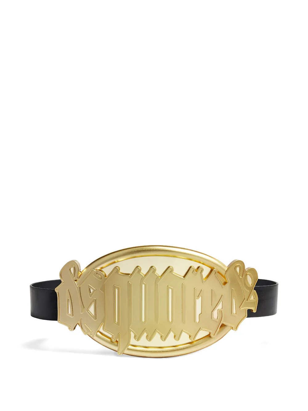 DSQUARED2 Leren riem met logoplakkaat Zwart