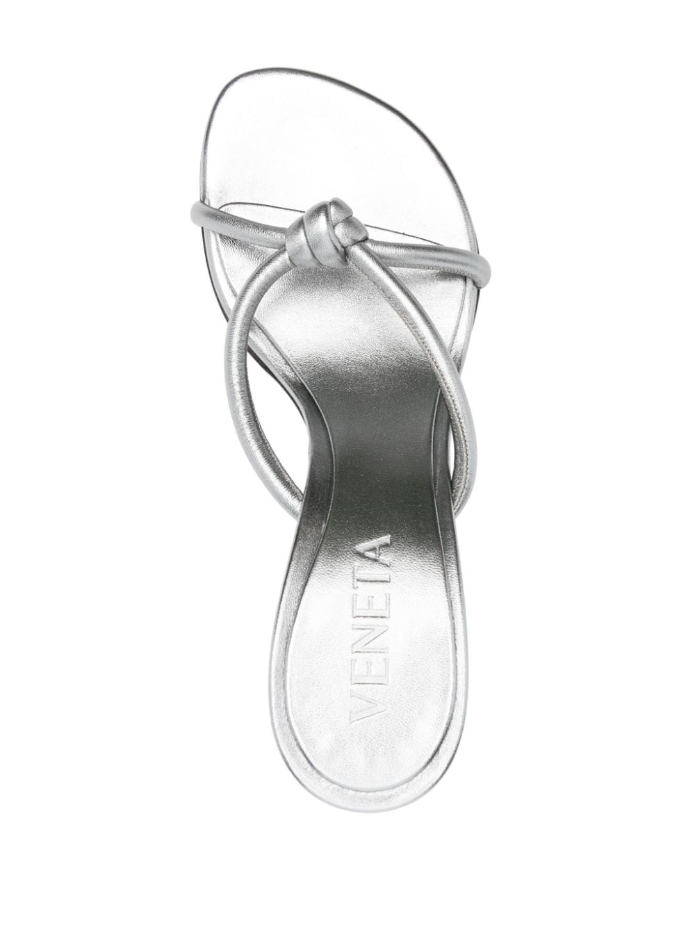 Shop Bottega Veneta 85mm Blink Metallic Leather Sandals In Silver