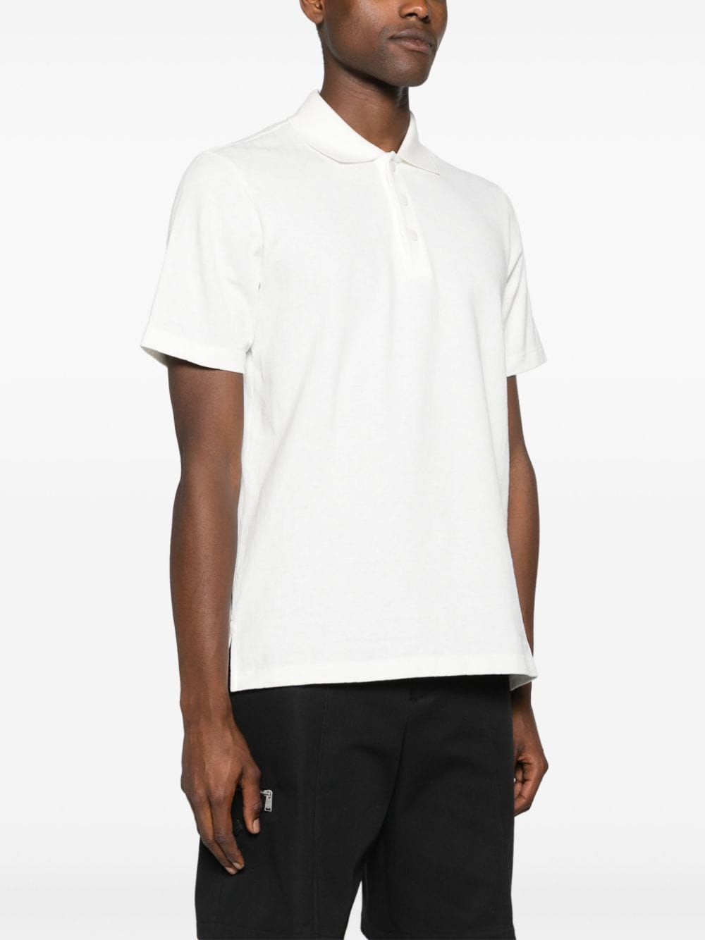 Shop Fendi Ff-pattern Cotton Polo Shirt In White