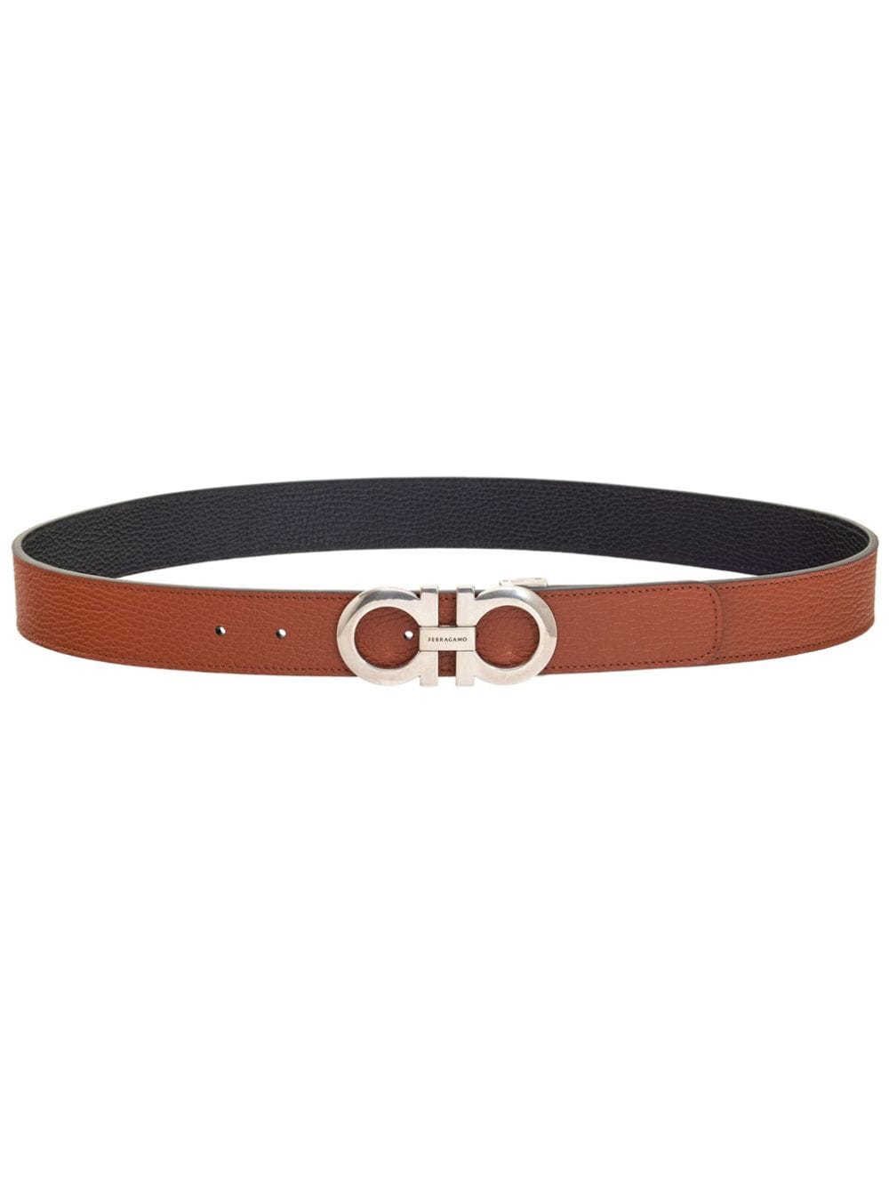 Ferragamo Reversible Gancini Leather Belt In Brown