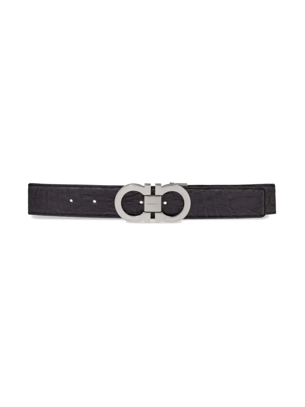 Ferragamo Adjustable Gancini-buckle Belt In Grey