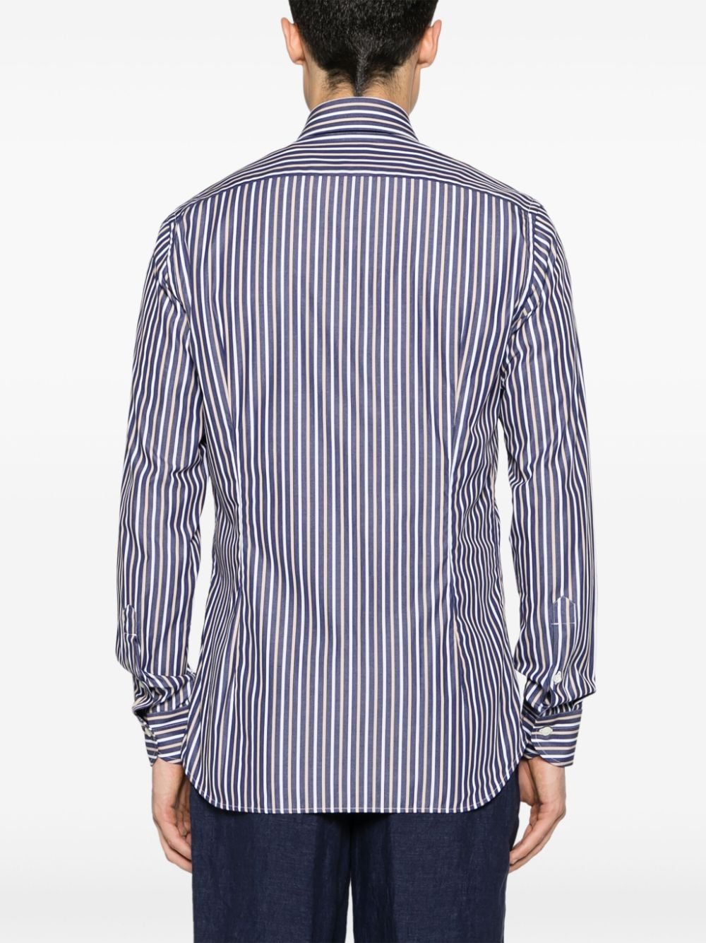 Shop Tintoria Mattei Striped Cotton Shirt In Blue