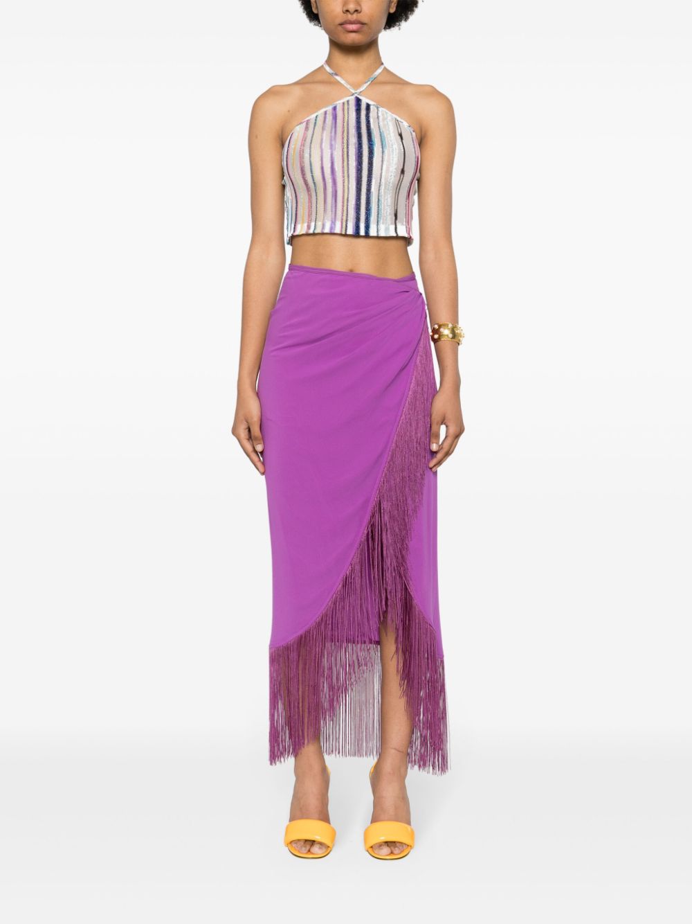 THE ANDAMANE Jacky fringed midi skirt - Paars