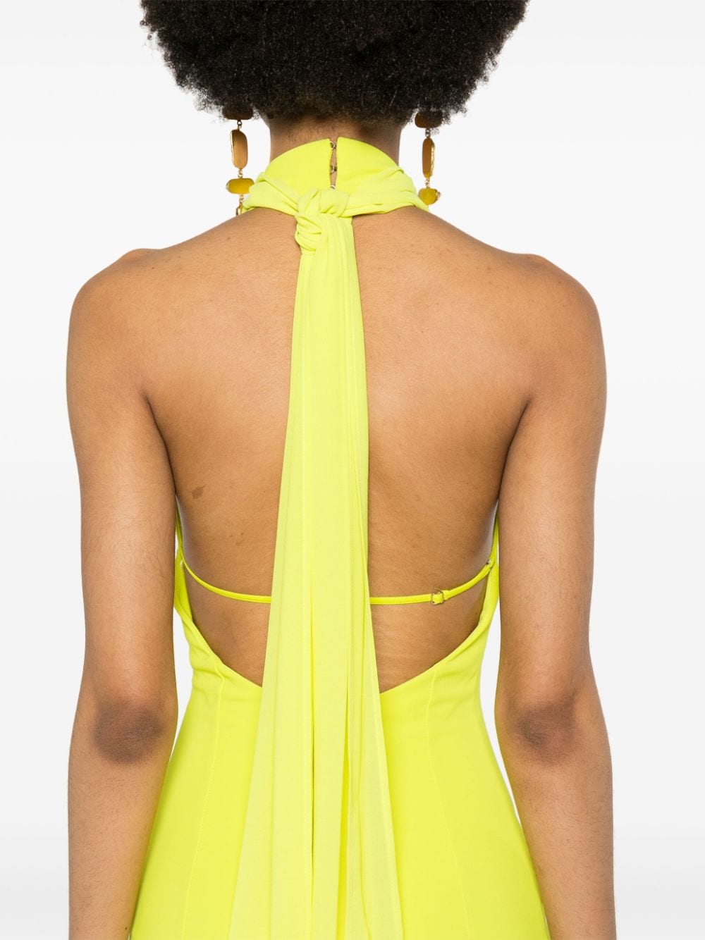 Shop Elisabetta Franchi Halterneck Maxi Dress In Yellow