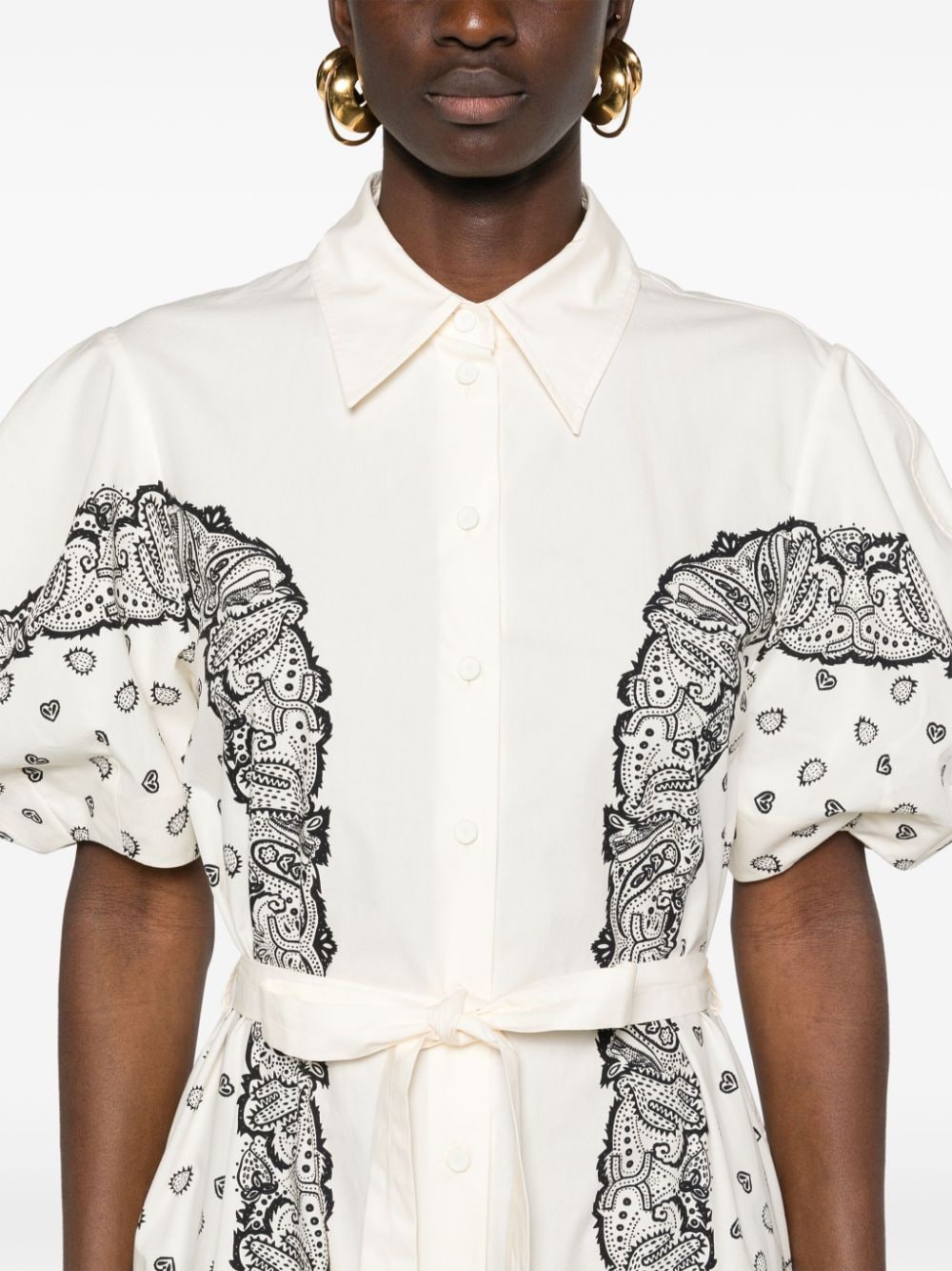 Shop Chloé Bandana-print Midi Shirt Dress In White