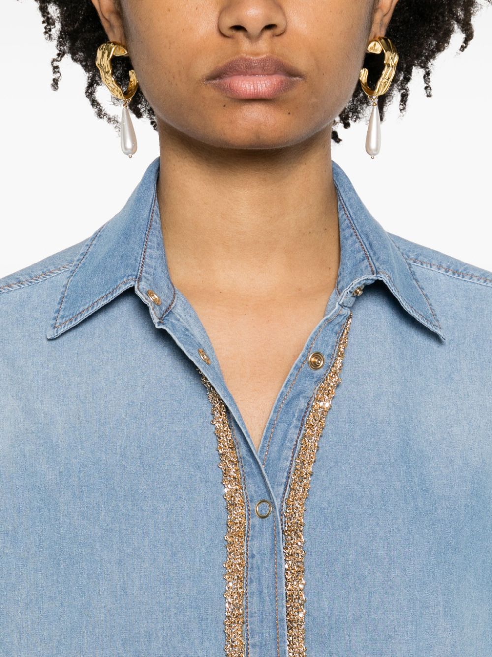 Ermanno Scervino Katoenen blouse met schakelkettingprint Blauw