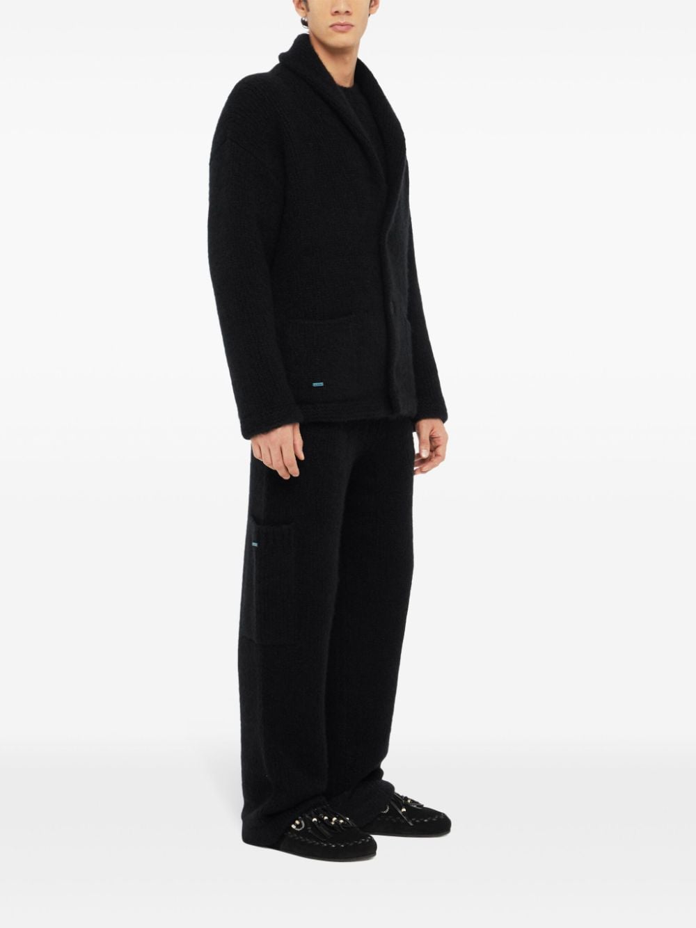 Shop Alanui Finest Ribbed Cardigan In Black