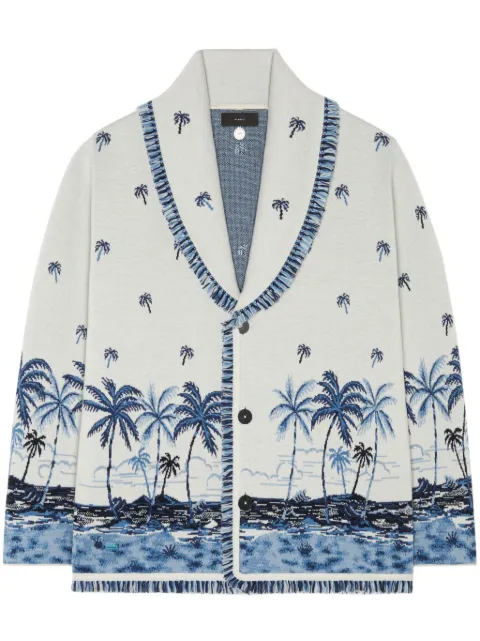 Alanui hawaii print-knitted wool cardigan 