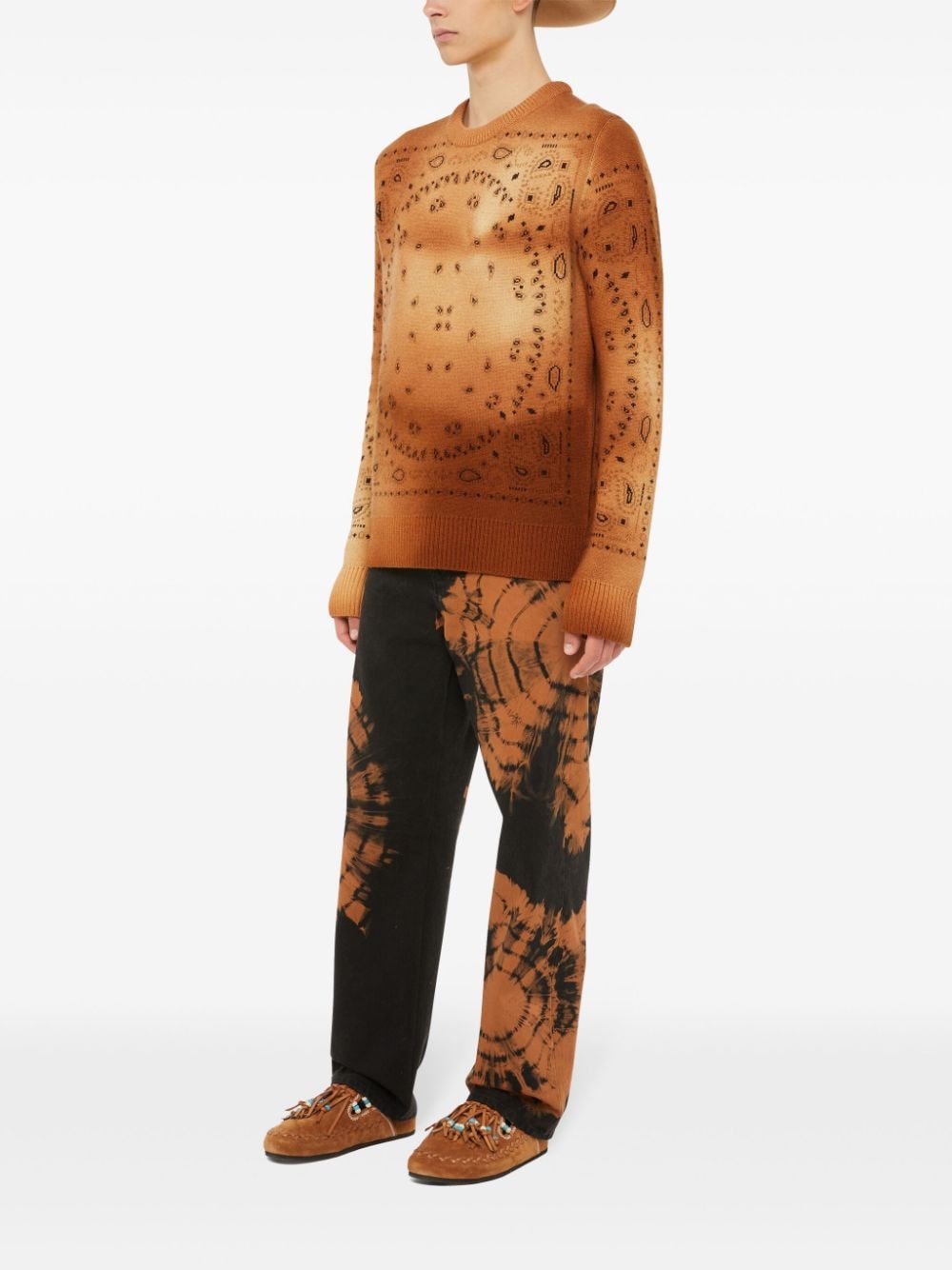 Shop Alanui Paisley-knit Wool Jumper In Brown