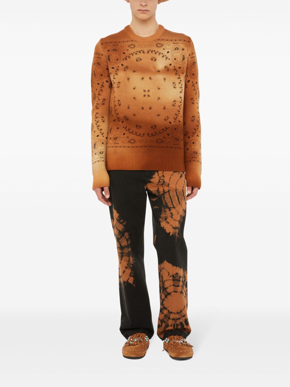 Shop Alanui Paisley-knit Wool Jumper In Brown