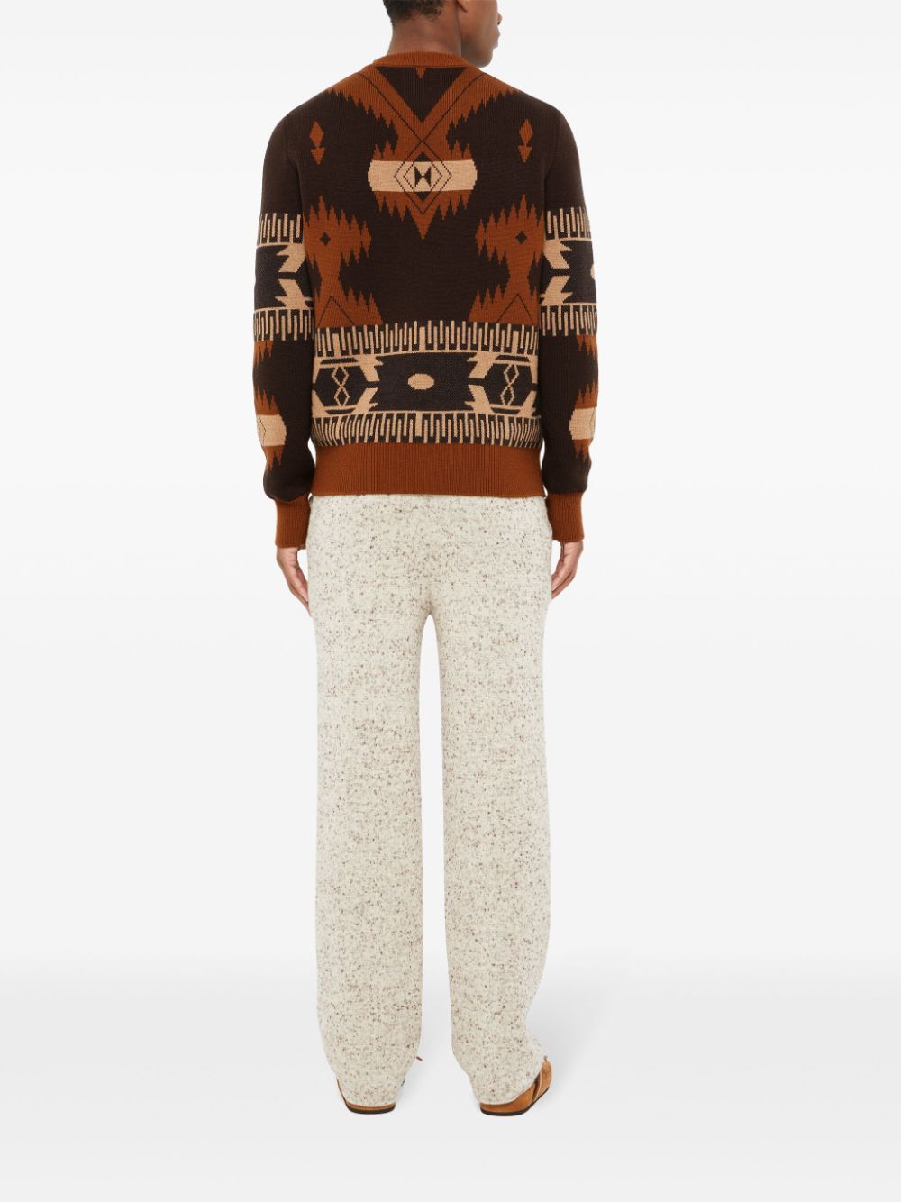 Shop Alanui Icon Jacquard Wool Jumper In Brown