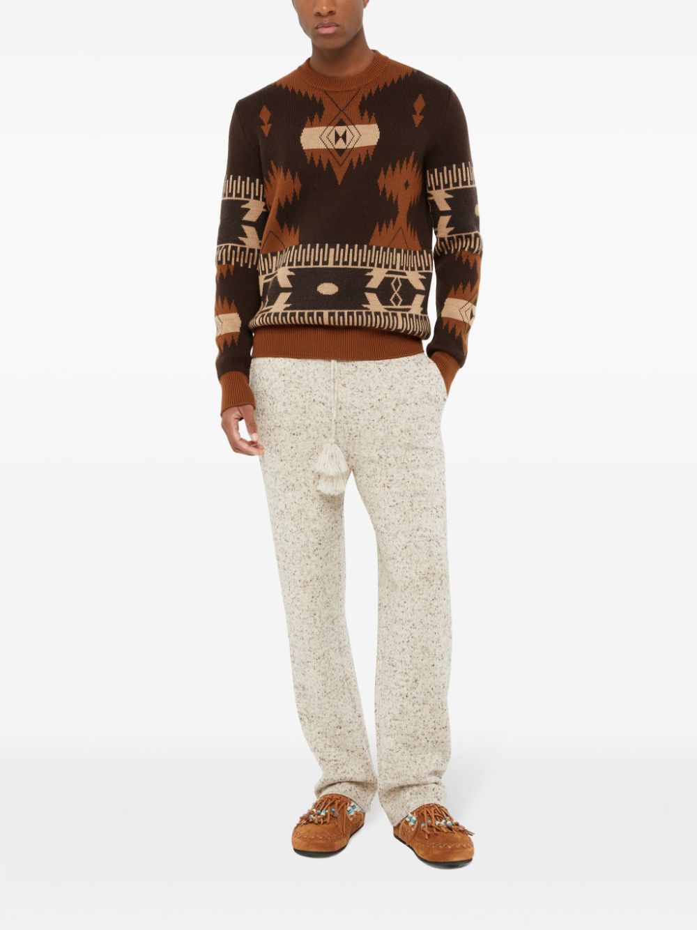 Shop Alanui Icon Jacquard Wool Jumper In Brown