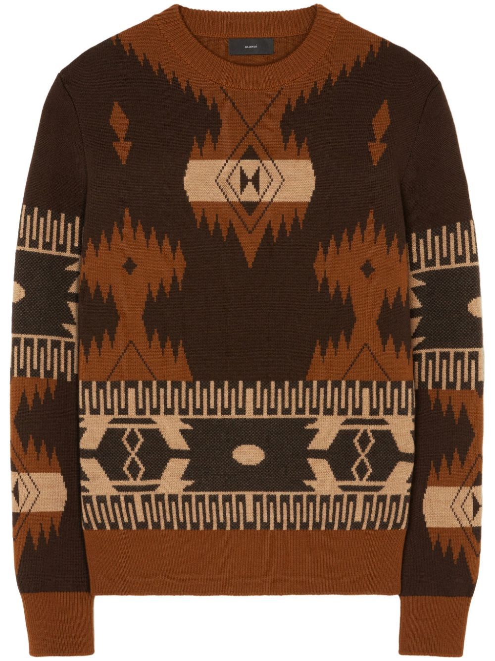 Shop Alanui Icon Jacquard Wool Jumper In Brown