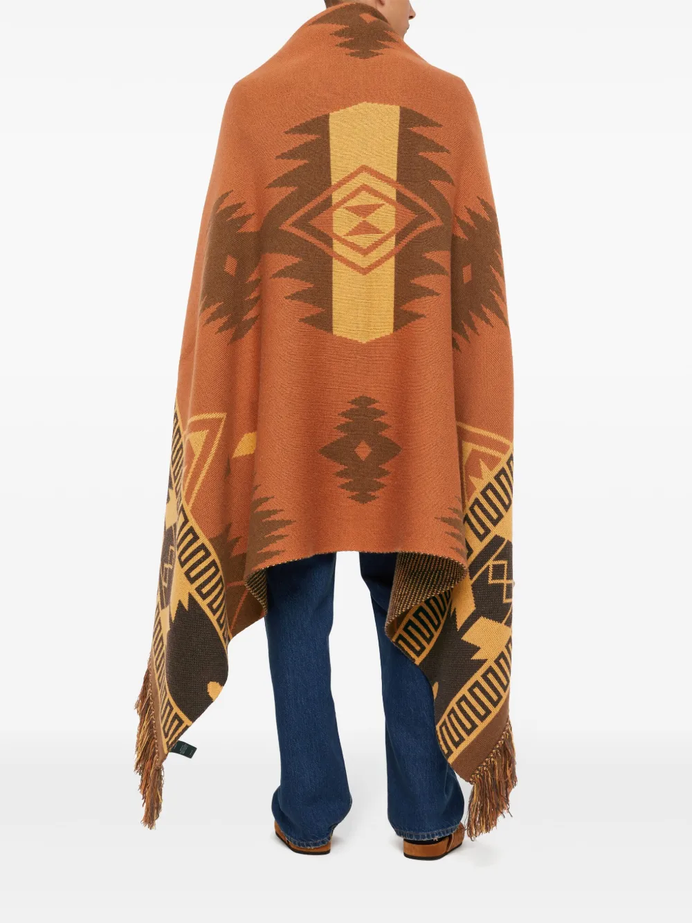 Alanui Icon Jacquard Wool Blanket In Orange