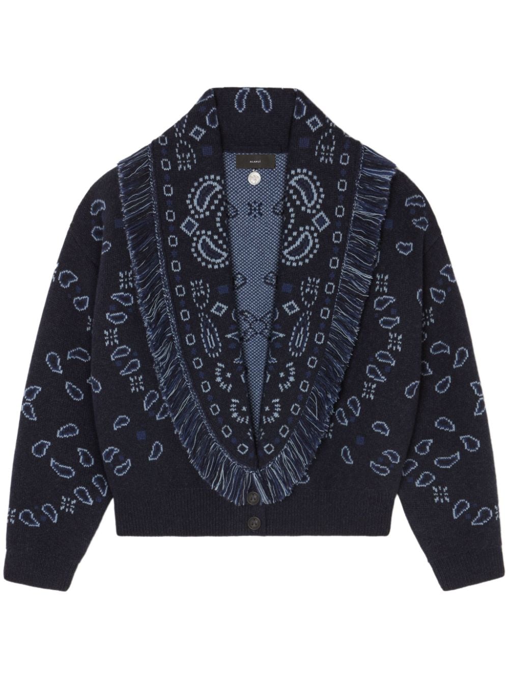 Alanui Bandana-pattern Knitted Bomber Jacket In Blue