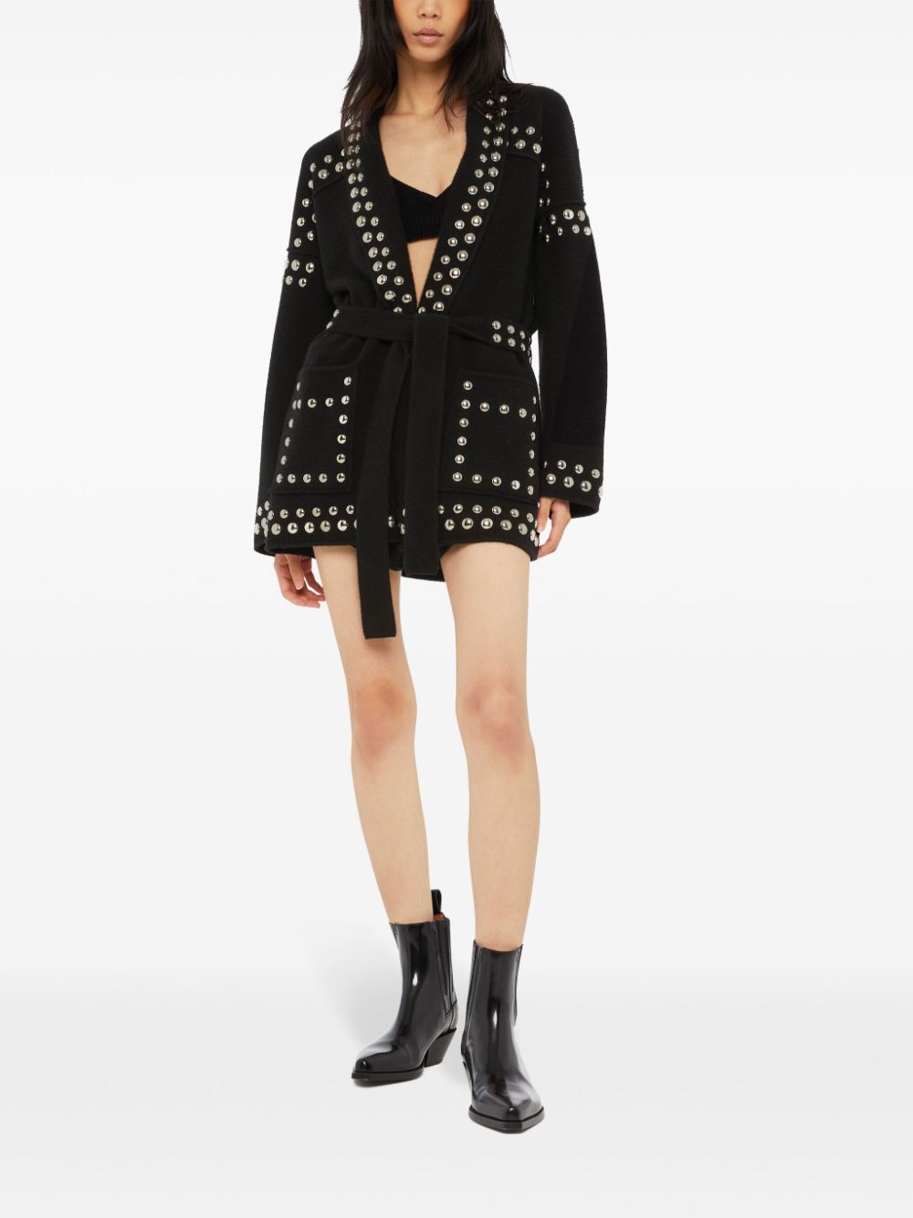 Alanui stud-embellished virgin-wool cardigan - Black