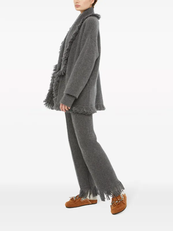 Alanui fringed-edge cashmere-blend Cardigan | Grey | FARFETCH
