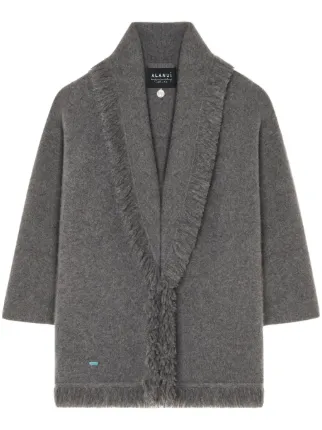 Alanui fringed-edge cashmere-blend Cardigan | Grey | FARFETCH