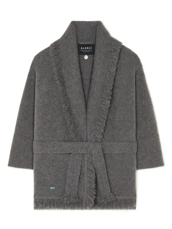 Alanui fringed-edge cashmere-blend Cardigan | Grey | FARFETCH