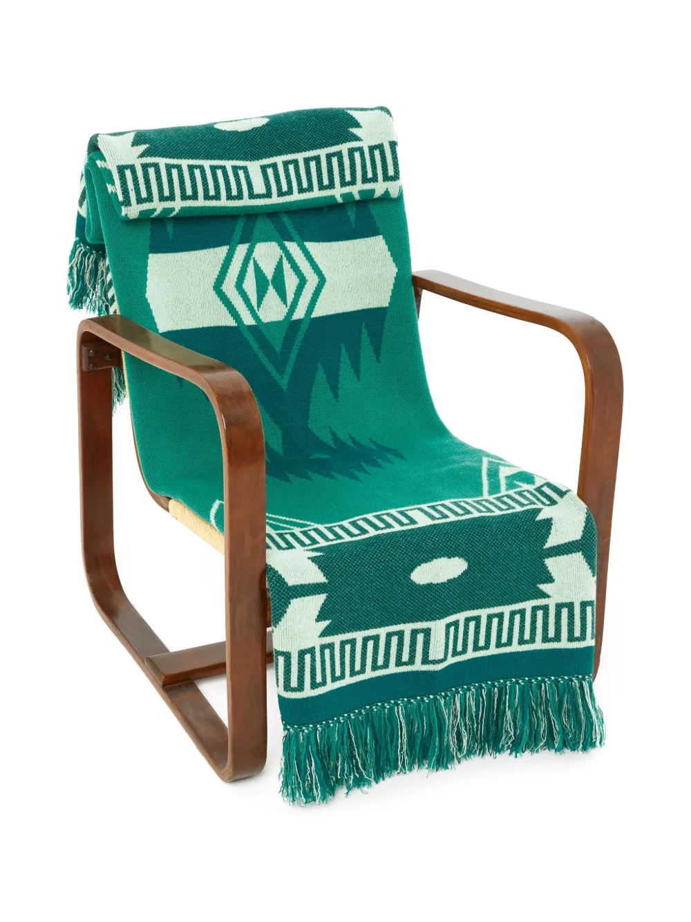 Alanui Icon Jacquard Wool Blanket In Green