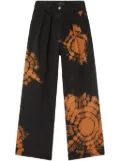 Alanui abstract-pattern wide leg jeans - Black