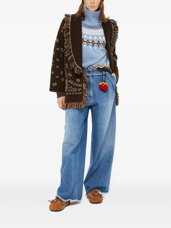 Alanui bandana-pattern Cashmere Cardigan | Brown | FARFETCH