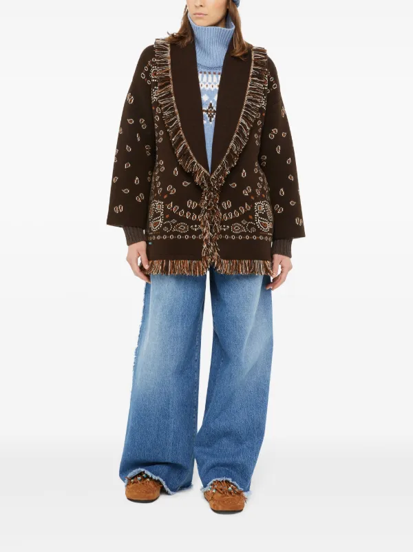 Tシャツ・カットソー ALANUI Embroidered Cashmere Blend Bandana Blanket Alanui bandana-pattern Cashmere Cardigan | Brown | FARFETCH