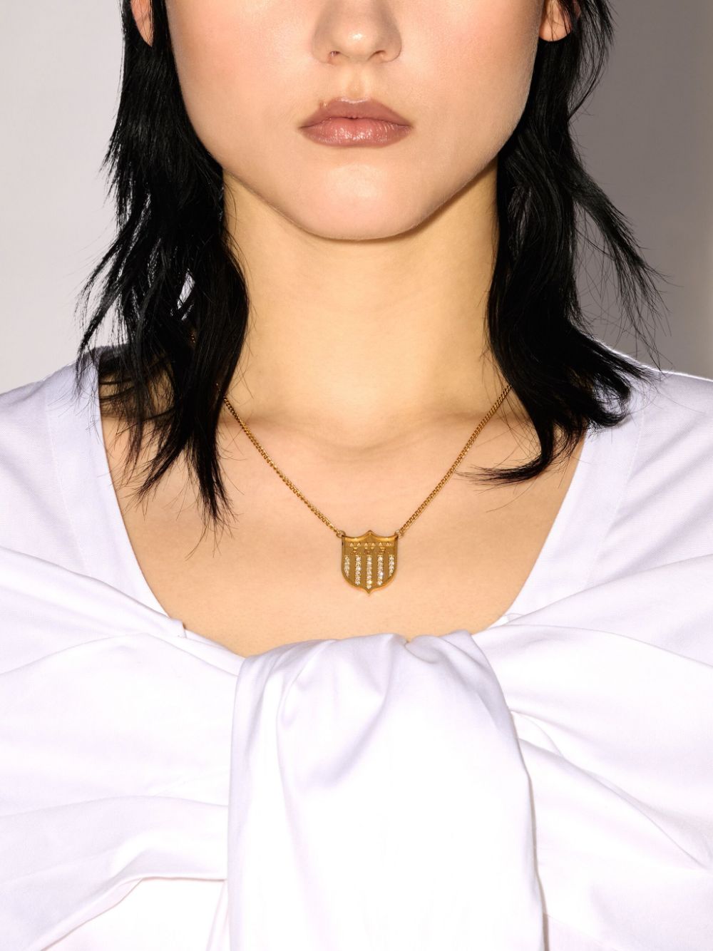 Shop Ambush Varsity Shield Pendant Necklace In Gold