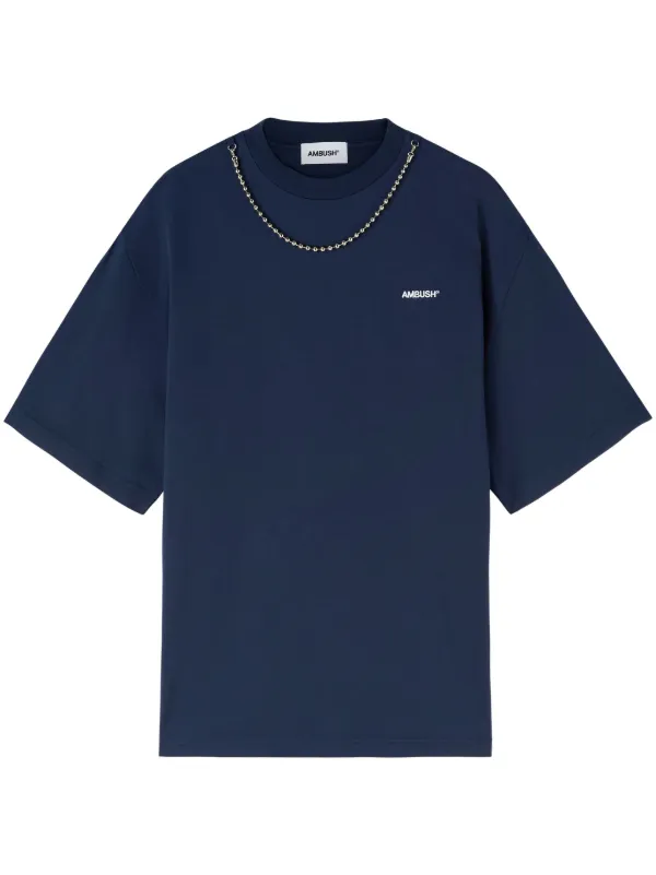 【AMBUSH アンブッシュ】チェーンTシャツ メンズ★送関込み AMBUSH チェーンディテール Tシャツ | ブルー | FARFETCH JP