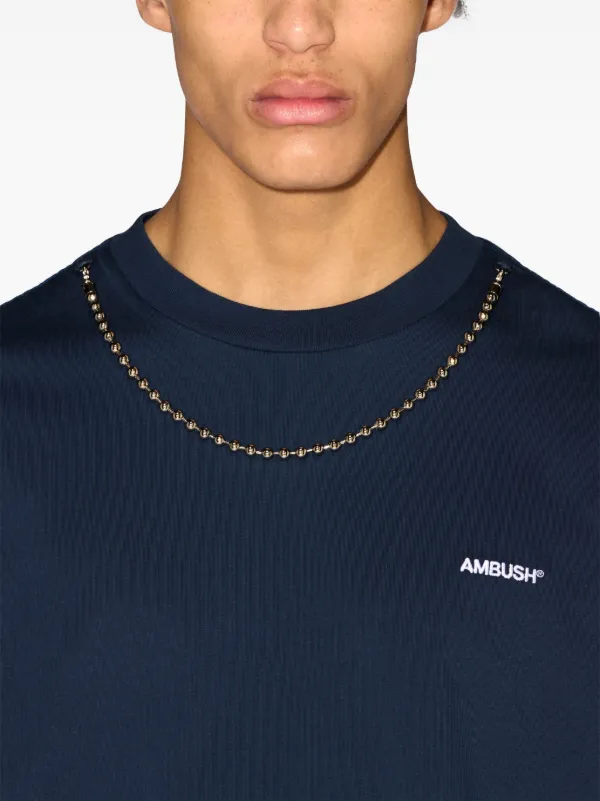 ★AMBUSH★ Ball Chain Short Sleeve T-Shirt Blue BMAA001F24JE AMBUSH Ball chain-detail T-shirt | Blue | FARFETCH GE