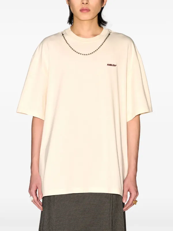 Tシャツ・カットソー AMBUSH FW21 CHAIN NECK T-SHIRT (BMAA010_F21JER0010310) AMBUSH Chain Necklace T-shirt | Black | FARFETCH