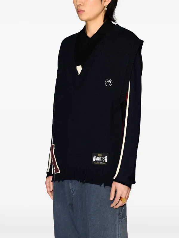 AMBUSH raw-cut Knitted Vest | Blue | FARFETCH