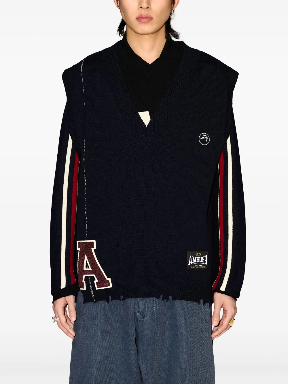 AMBUSH Gerafelde gebreide spencer Blauw
