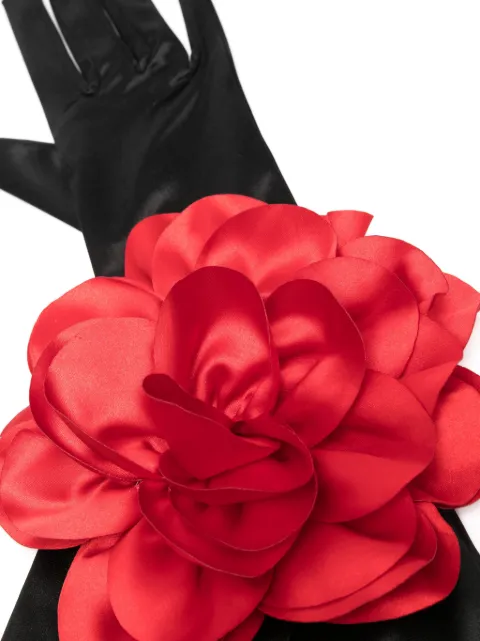 Parlor floral-appliqué satin gloves 2024FF19 - 1