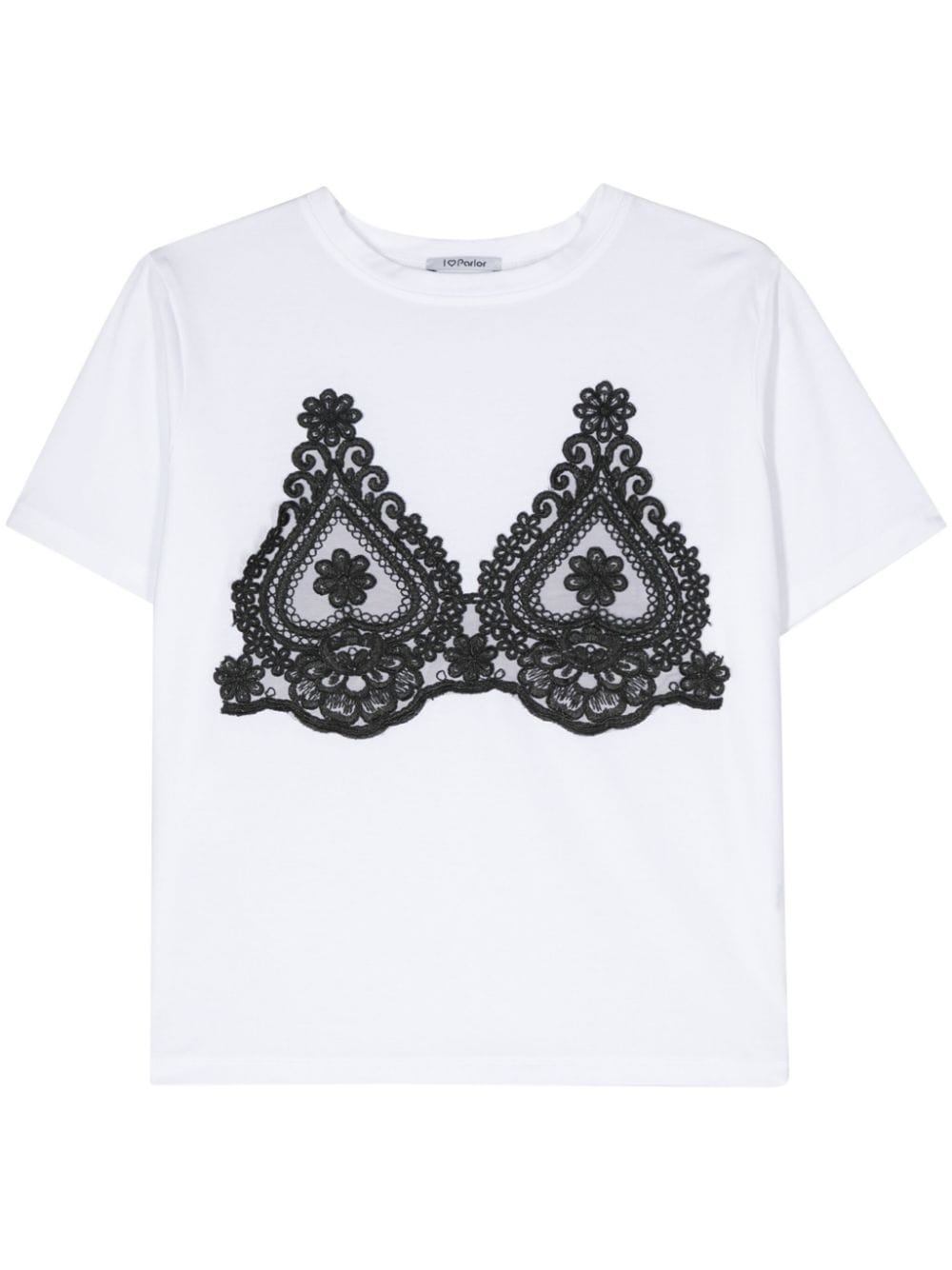 corded-lace-detailing cotton T-shirt