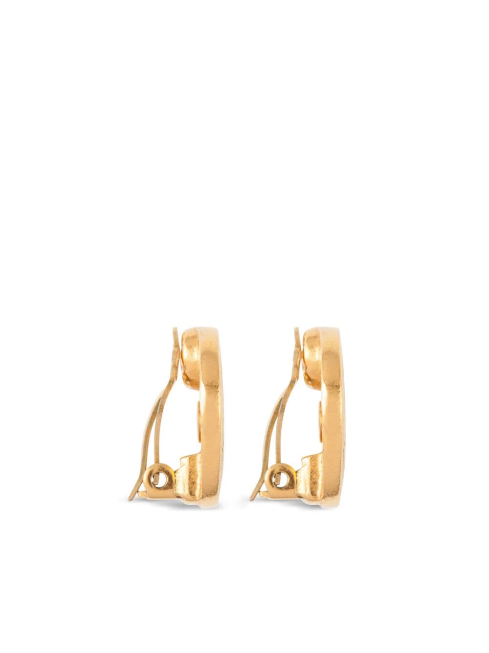 Image 2 of CHANEL Pre-Owned 1990s gold plated Interlocking CC clip-on earrings