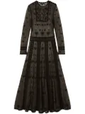 Alanui embroidered sheer dress - Black