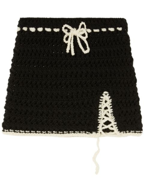 Alanui crochet-knit wool skirt