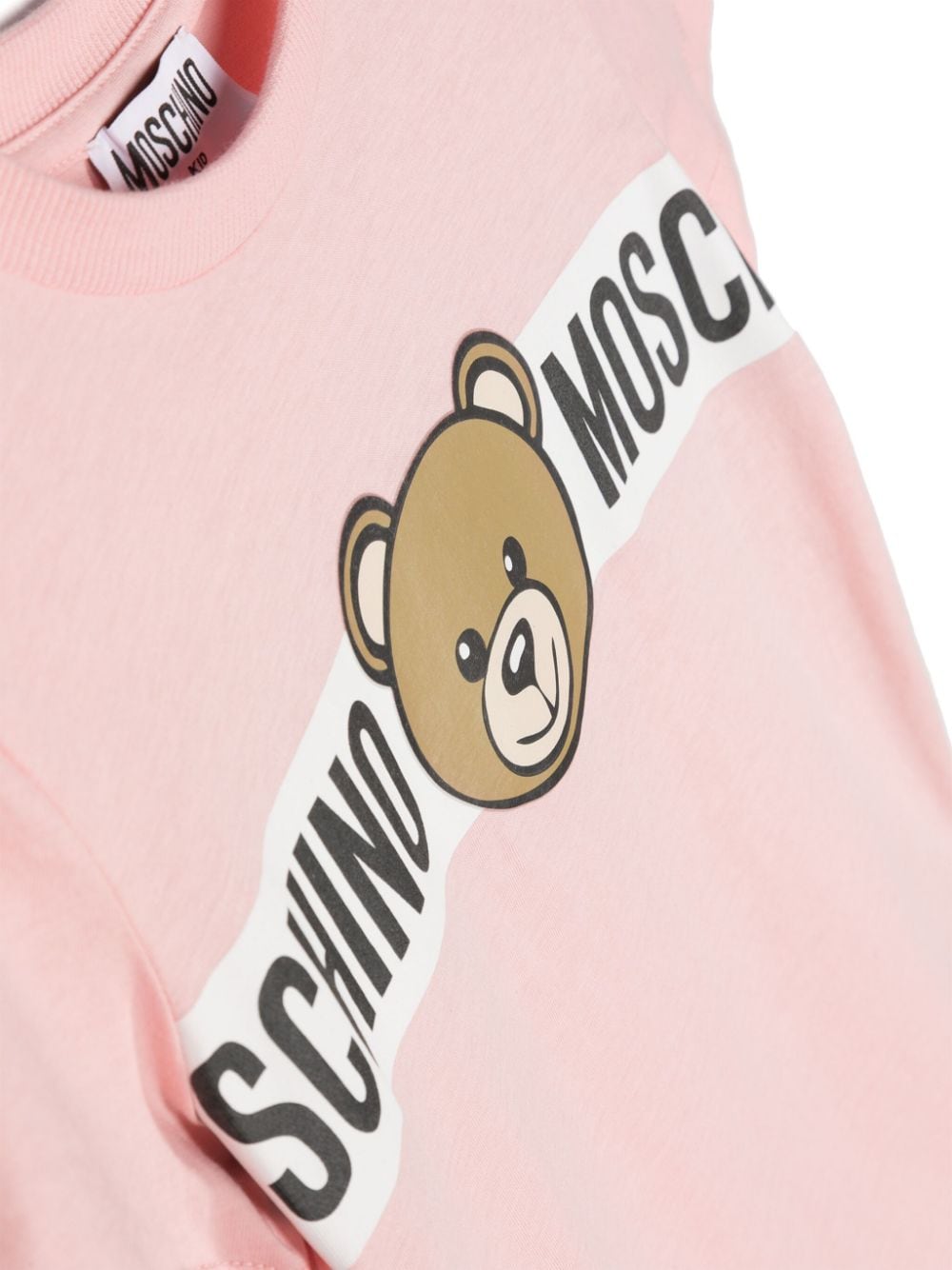 Moschino Kids Teddy-Bear-print cotton T-shirt Roze