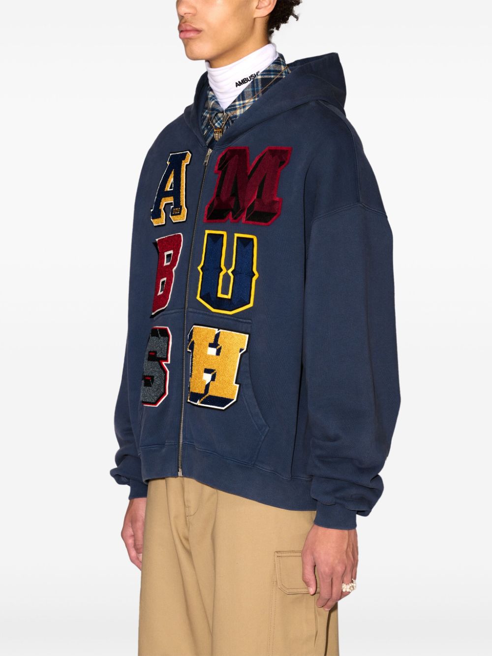 Shop Ambush Logo-patch Zip-up Hoodie In Blue