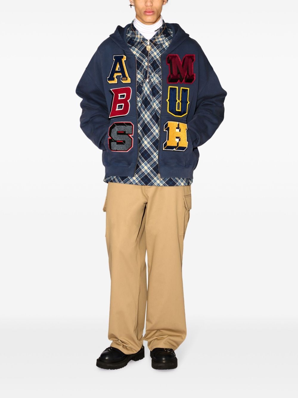 Shop Ambush Logo-patch Zip-up Hoodie In Blue