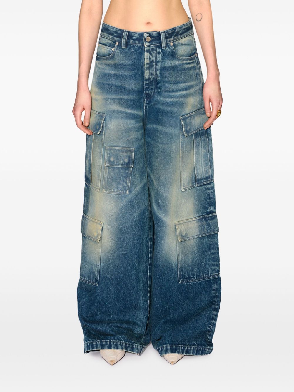 Shop Ambush Cargo Wide-leg Jeans In Blue